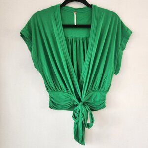 Free People That's a Wrap Green Blouse Top Boho Bohemian Women's XS